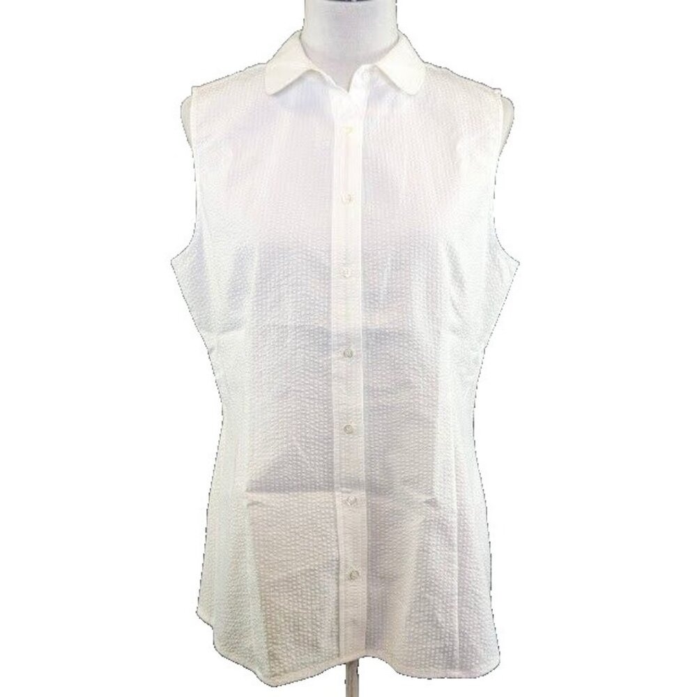 Anne Klein Seersuckler Sleeveless Blouse